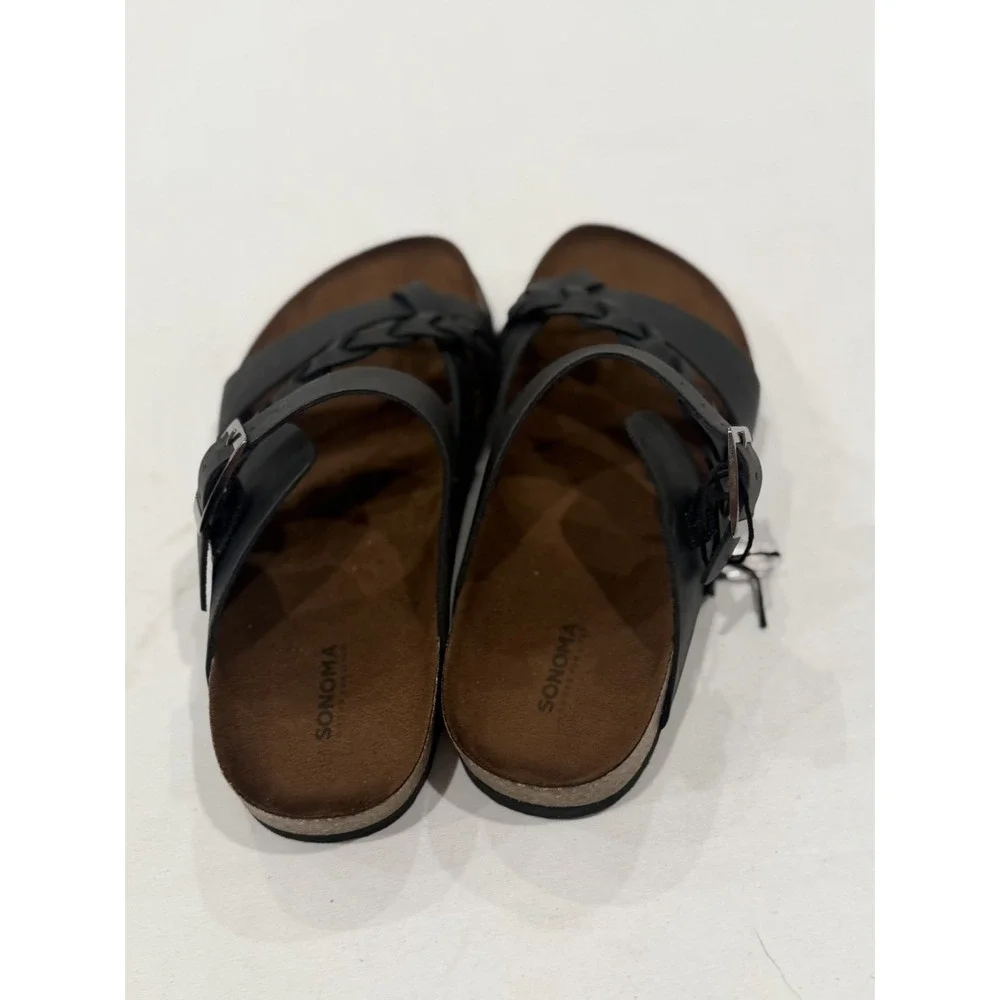 Sonoma Women's Slip On Leather Sandals Brown 6 casual vacation preppy comfort